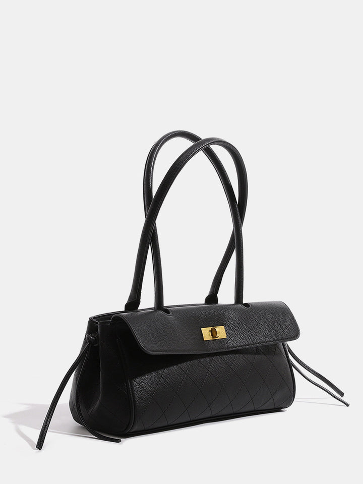 Quilted Turn-Lock Shoulder Handbag