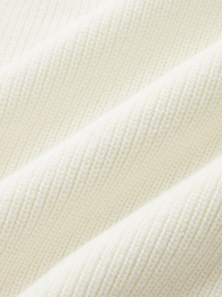 Asymmetrical Collar Button Sleeve Ribbed Knit Top