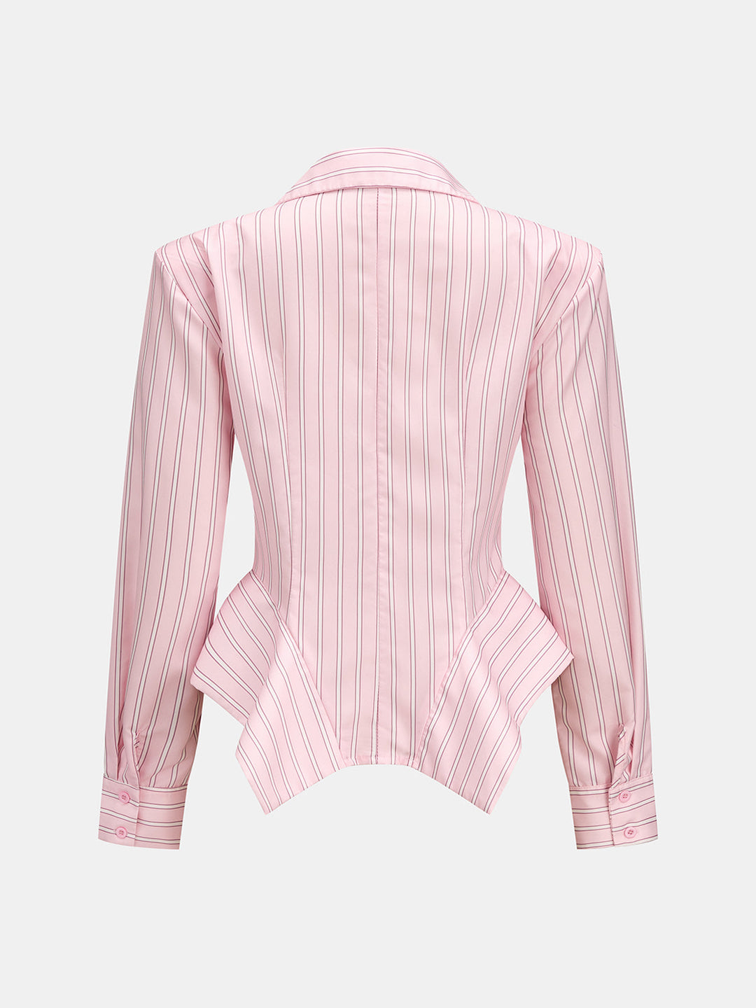 Striped Corset‑Style Peplum Shirt