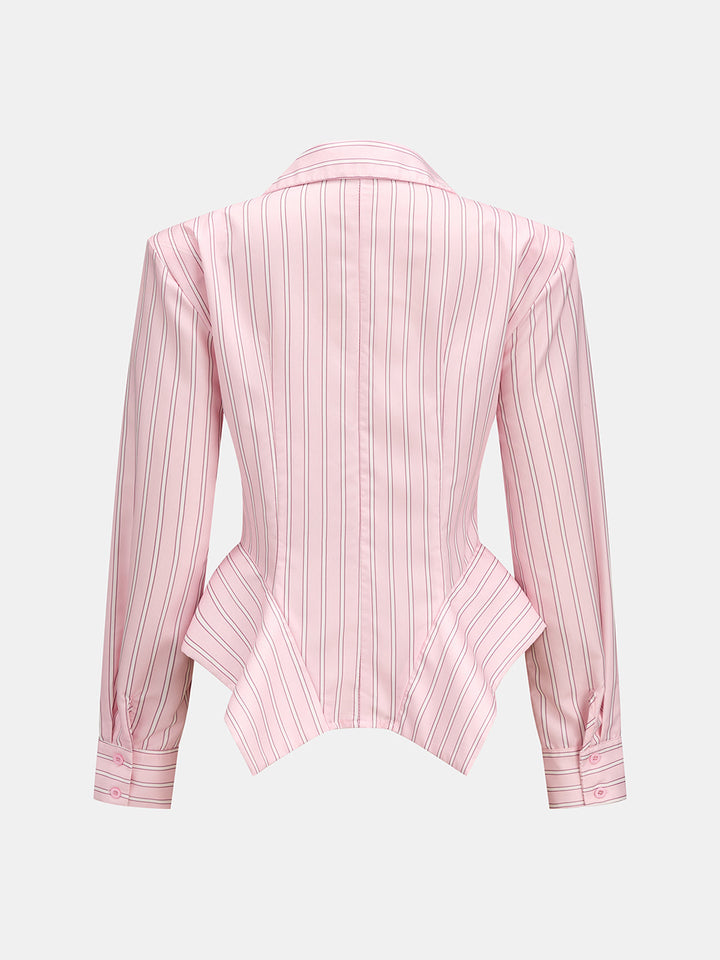 Striped Corset‑Style Peplum Shirt
