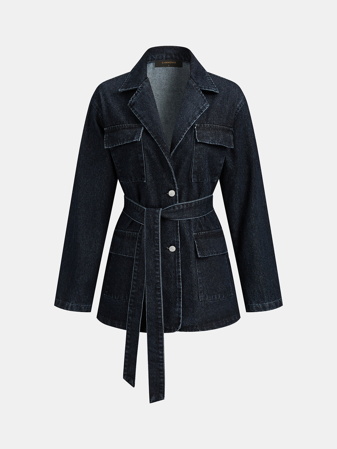 Belted Denim Utility Blazer Jacket