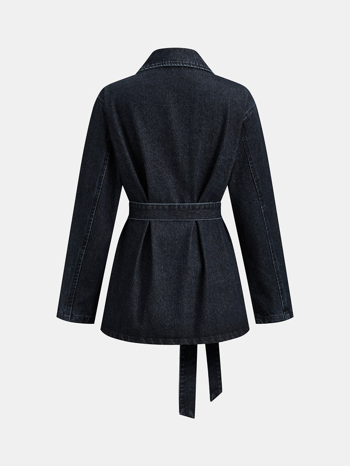 Belted Denim Utility Blazer Jacket