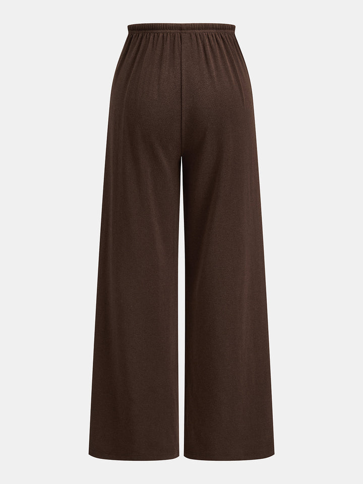 Lace Trim V‑Neck Top & Drawstring Pants Set