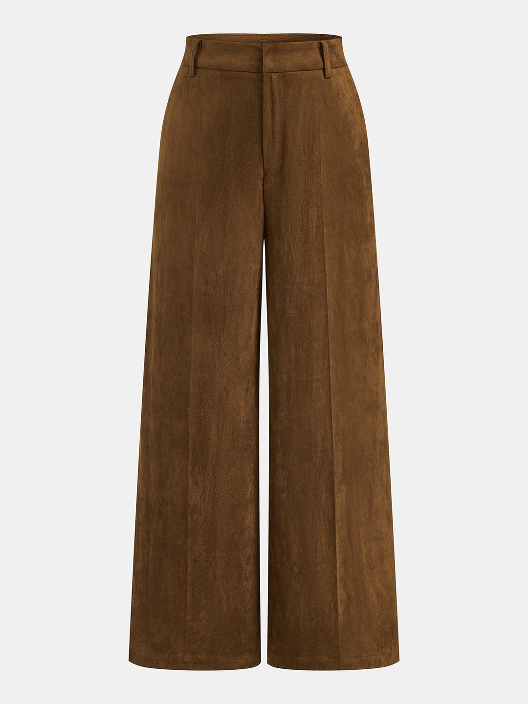 Suede Effect Belted Vest Wide‑Leg Pants Set