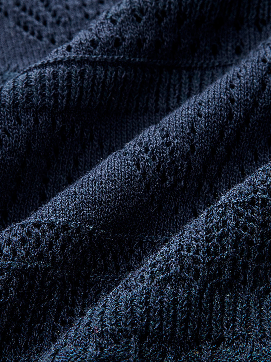 Pointelle‑Knit Ruffle‑Hem Fitted Cardigan