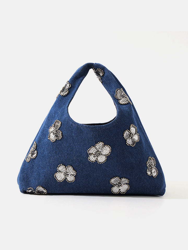 Sequined Floral Casual Tote Bag