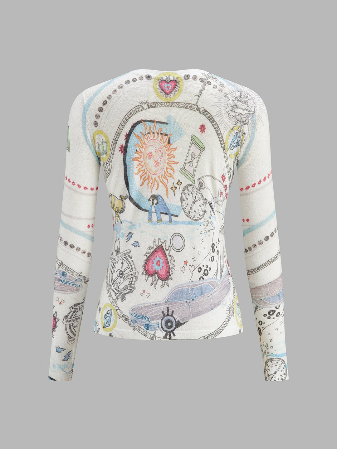 Wool Blend Celestial Print Knit Top