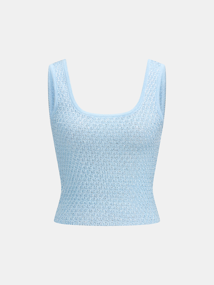 Sequin Textured Square Neck Tank Top