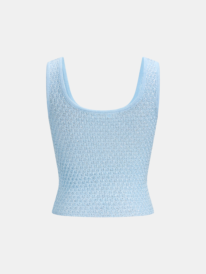 Sequin Textured Square Neck Tank Top