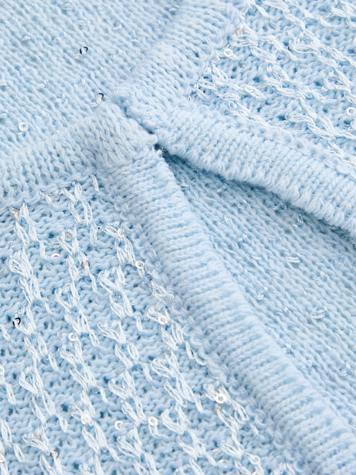 Sequin Textured Short‑Sleeve Knit Shrug