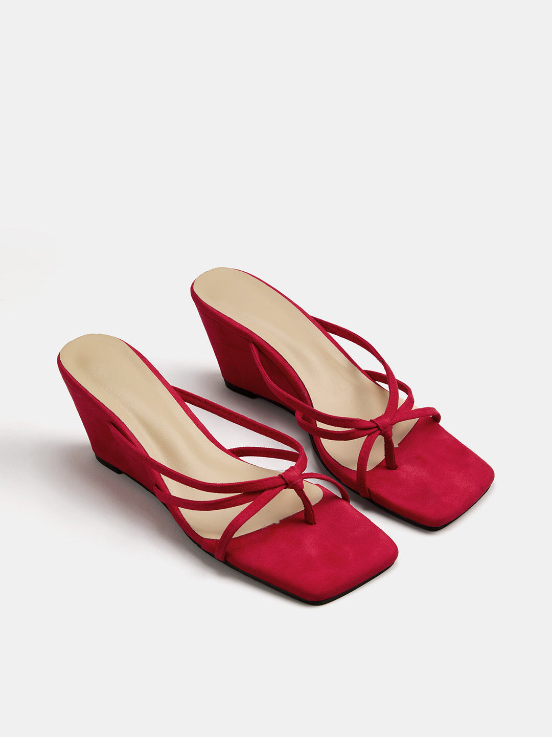 Square Toe Wedge Thong Sandals
