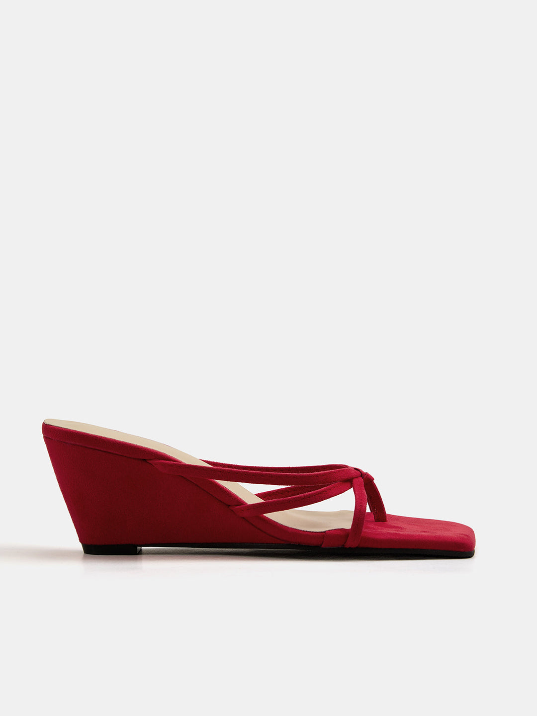 Square Toe Wedge Thong Sandals