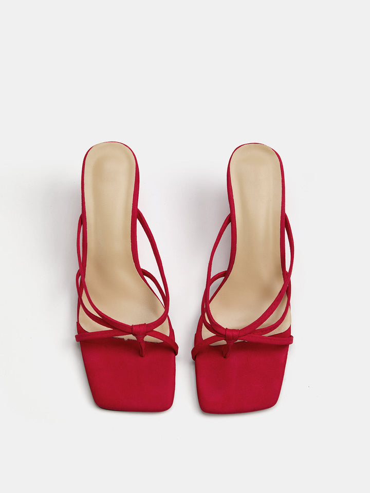 Square Toe Wedge Thong Sandals