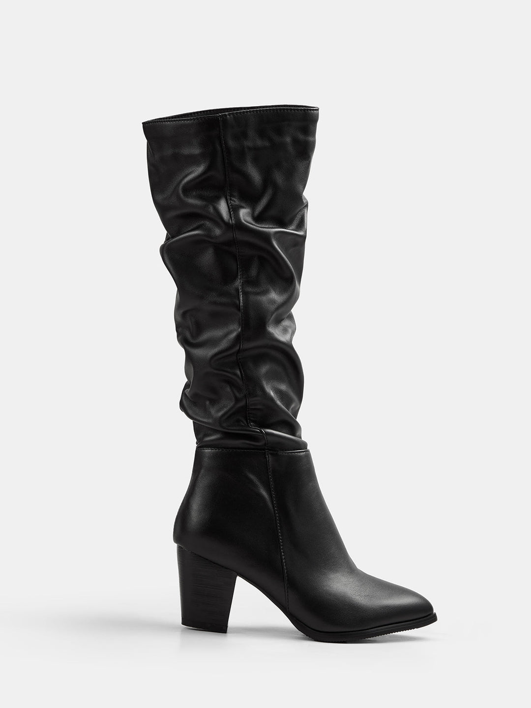 Pointed Toe Block Heel Knee High Boots