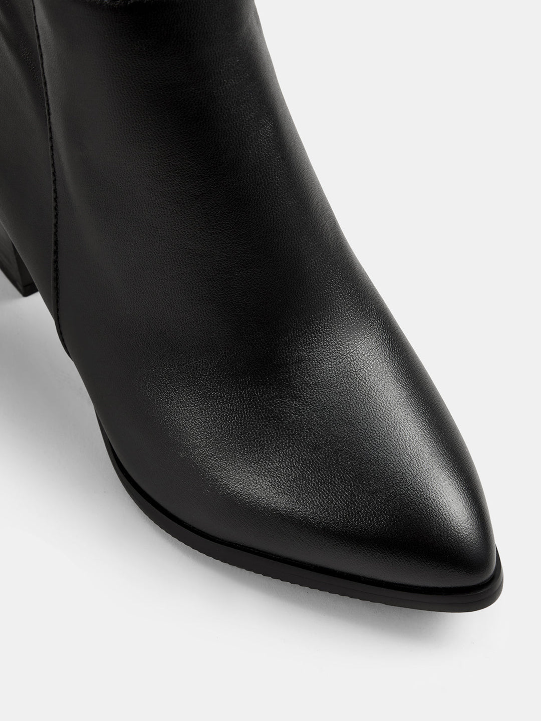 Pointed Toe Block Heel Knee High Boots