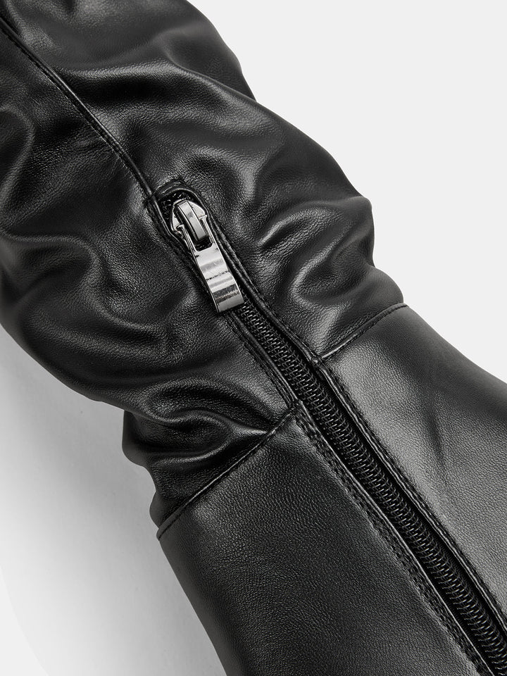 Pointed Toe Block Heel Knee High Boots