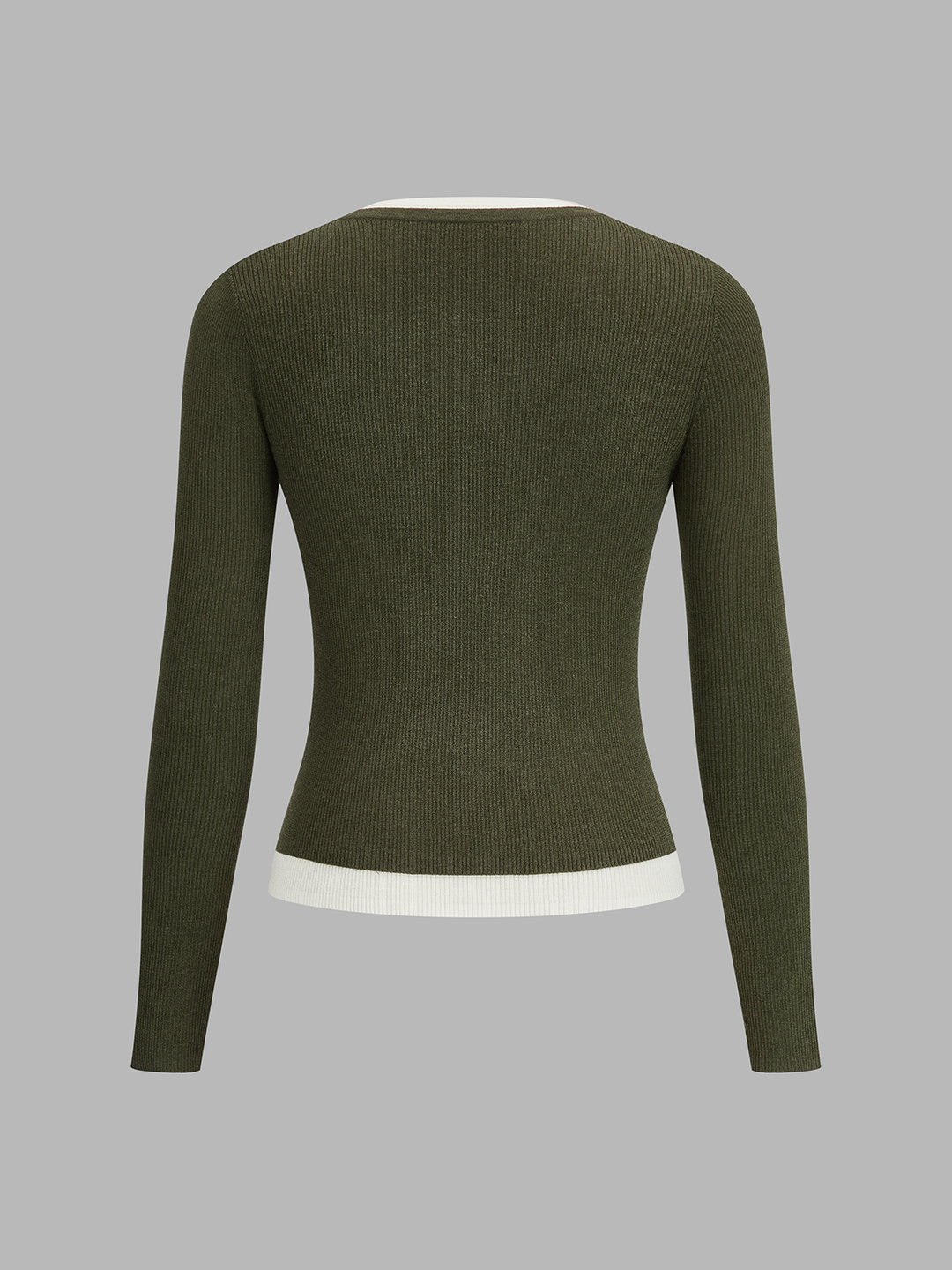 Contrast Collar Ribbed Henley Top