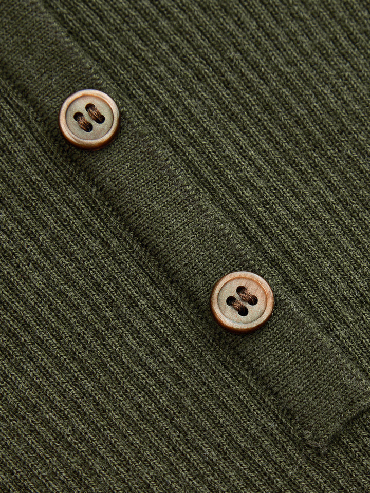 Contrast Collar Ribbed Henley Top