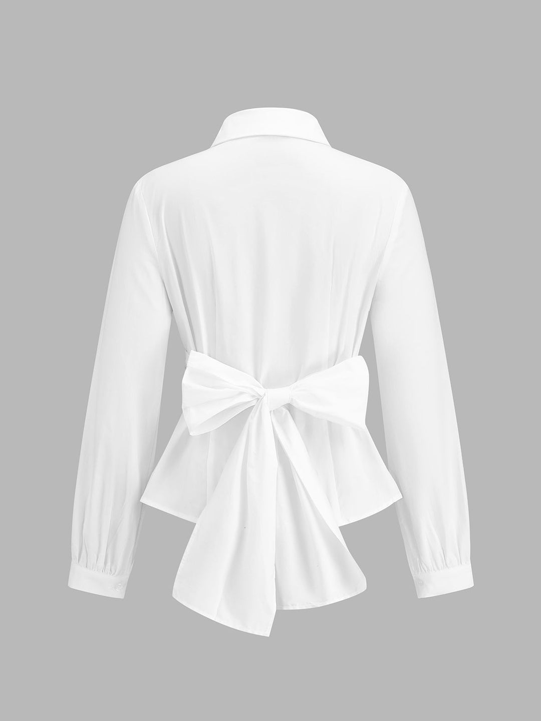 Ruched Waist Back Big Bow Cotton Shirt