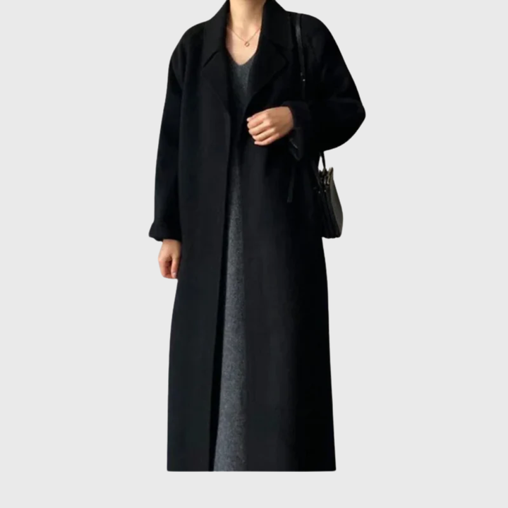 Women's Timeless Belted Overcoat — Long Wool-Blend Coat with Tie-Waist Belt