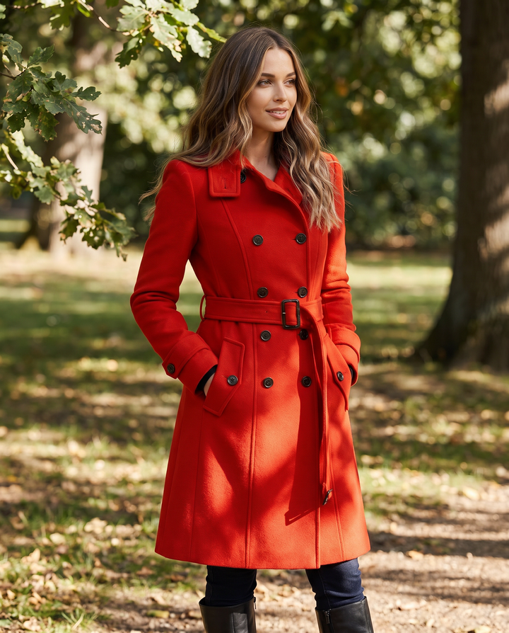 Double-Breasted Stand-Collar Wool Winter Coat for Women