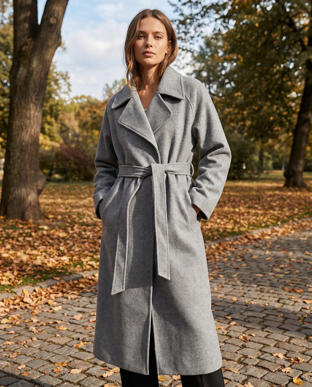Women's Timeless Belted Overcoat — Long Wool-Blend Coat with Tie-Waist Belt
