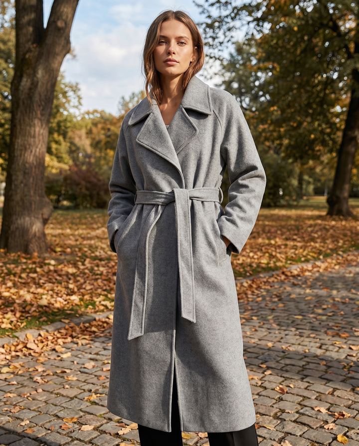 Women's Timeless Belted Overcoat — Long Wool-Blend Coat with Tie-Waist Belt