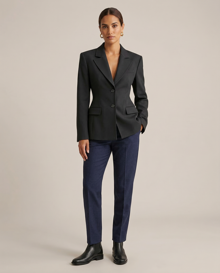 Chic Blazer Jacket – Elegant Notched Collar for Versatile Styling