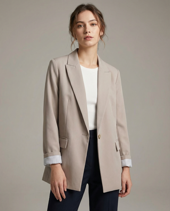 Charmchant Oversized Linen Blazer – Effortless Casual Office Style