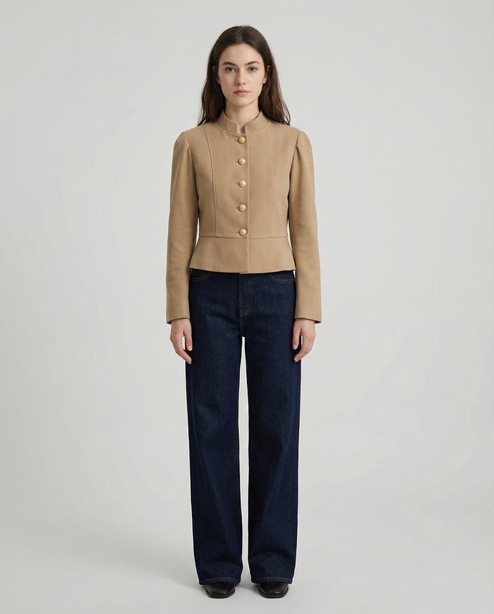 Autumn Velvet Blazer – Elegant Puff Shoulder Design