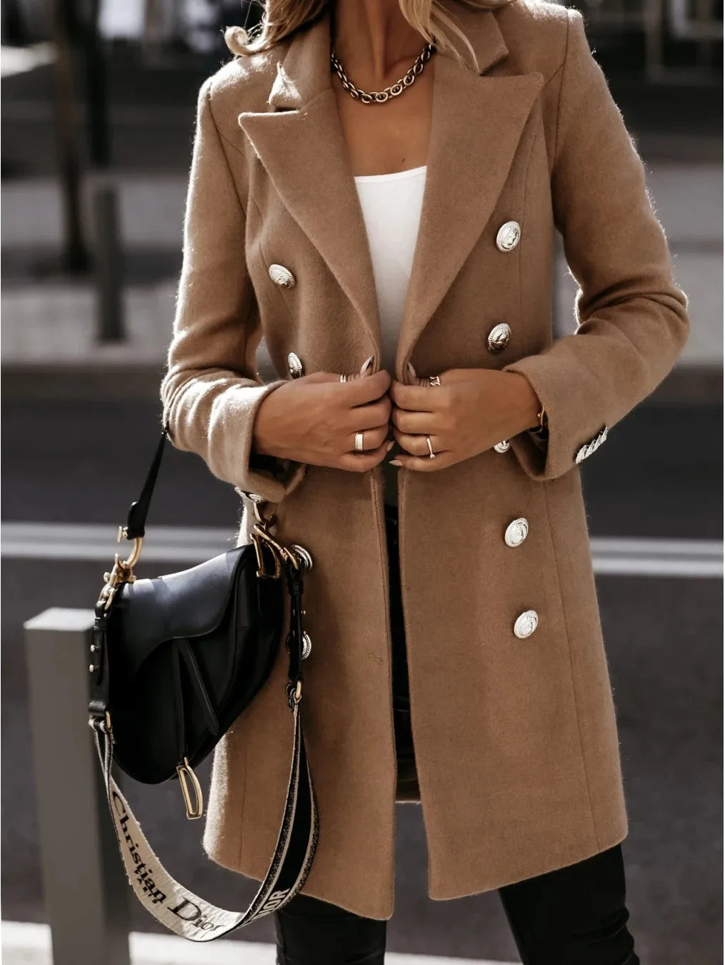 Korean Streetwear Wool Coat Women – Stylish Long Sleeve Autumn Jacket