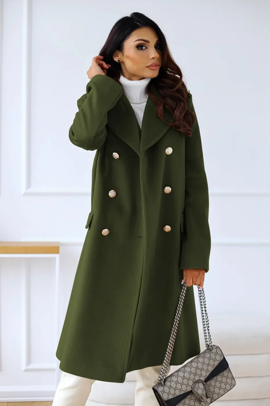 Korean Wool Coat – Double-Breasted Elegant Design for Cozy Autumn Style