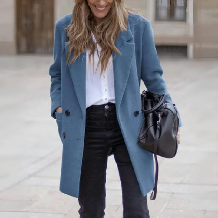 Luxe Wool Blend Coat – Double Breasted Warm Winter Outerwear
