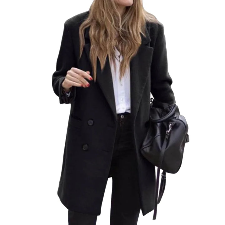 Luxe Wool Blend Coat – Double Breasted Warm Winter Outerwear