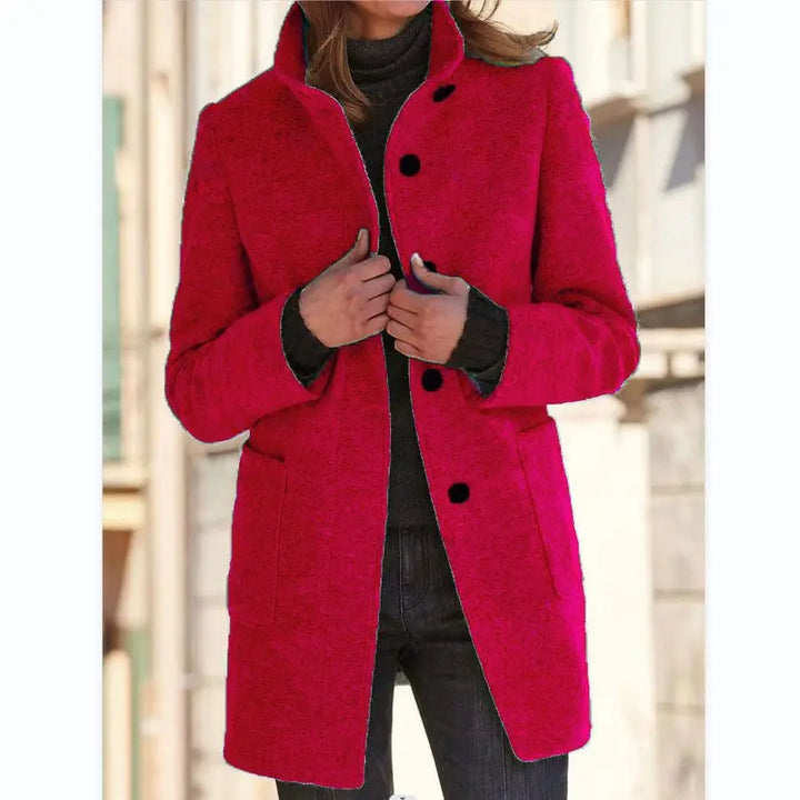 Retro Wool Coat Women – Stylish Stand Collar for Casual Chic