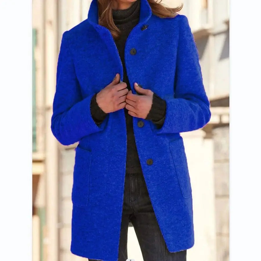 Retro Wool Coat Women – Stylish Stand Collar for Casual Chic