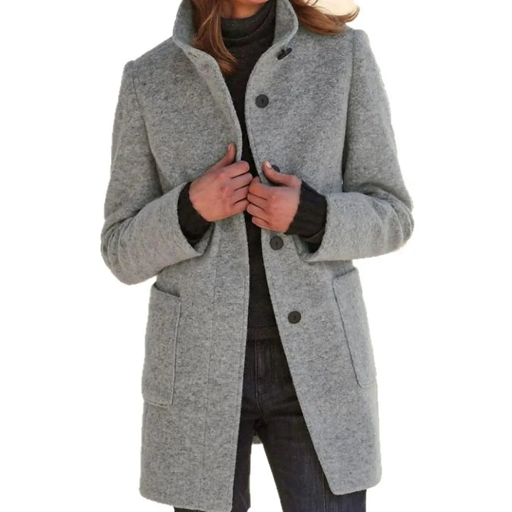 Retro Wool Coat Women – Stylish Stand Collar for Casual Chic