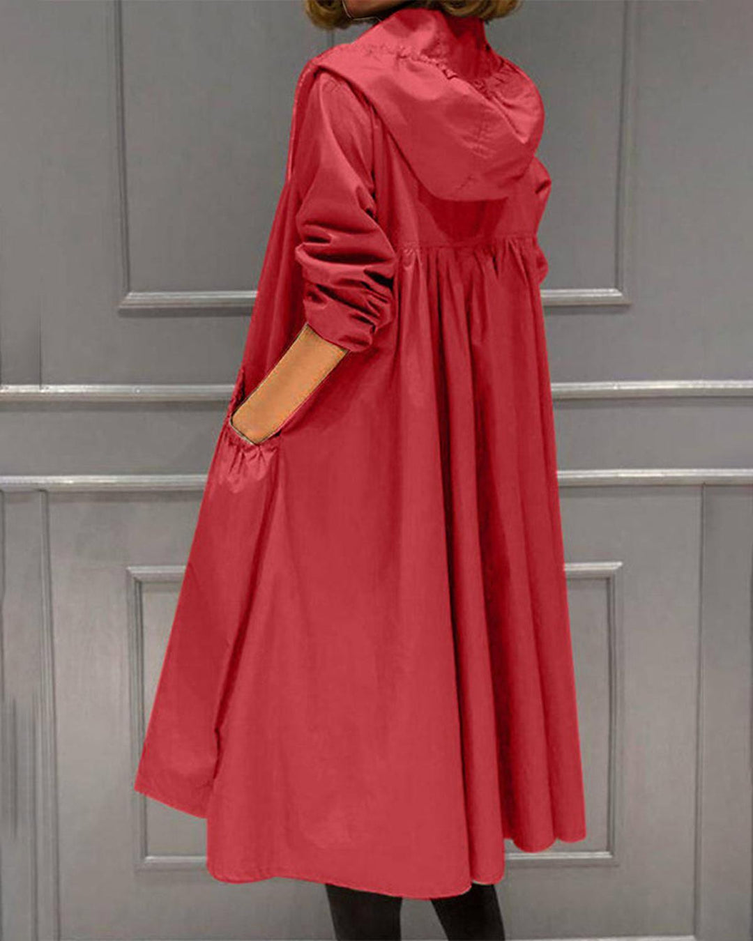 Women's Waterproof Long Hooded Trench Coat for Autumn and Winter