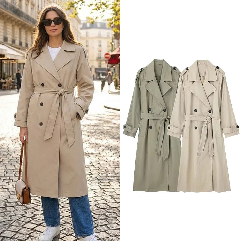 Black Trench Coat Women – Chic Double Breasted Design for Stylish Layering