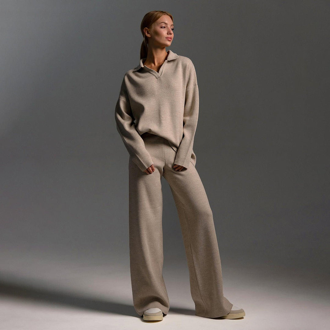 Women's Knitted Sweatshirt and Joggers Tracksuit Two-Piece Set