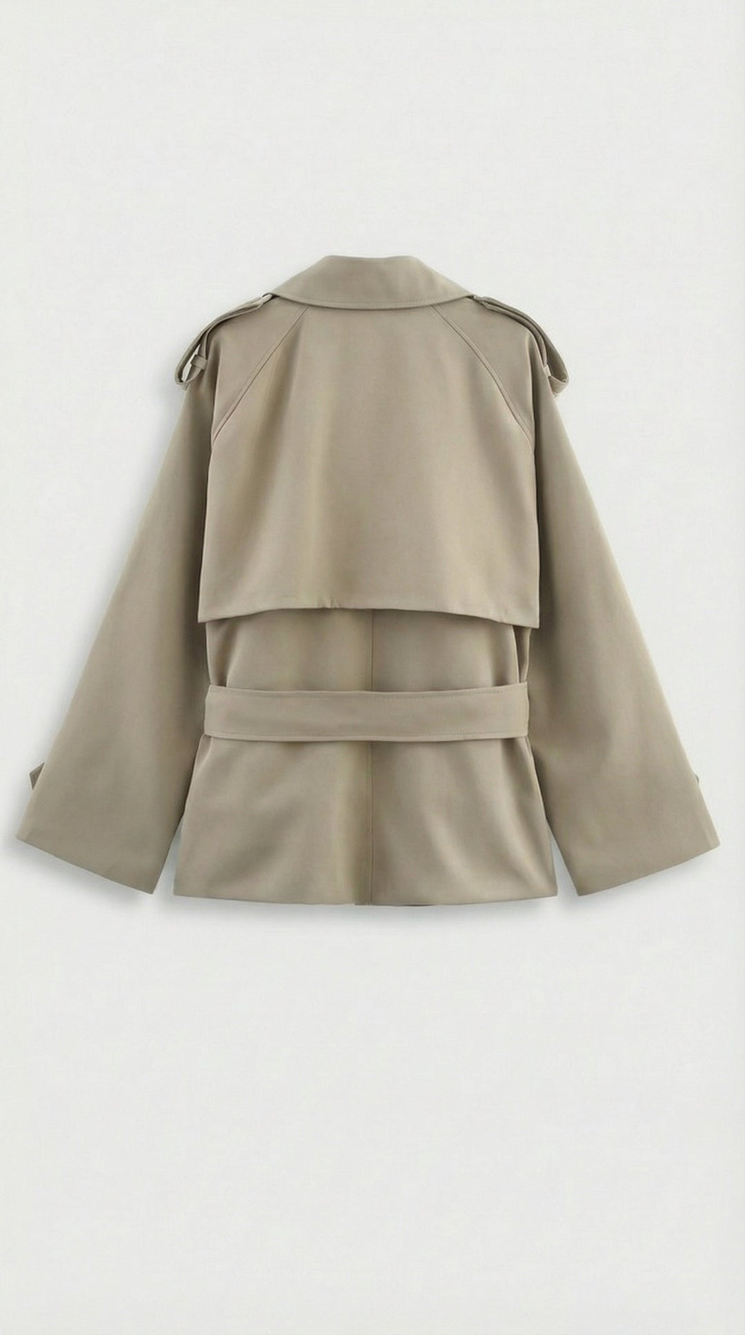 Women's Short Belted Khaki Trench Coat